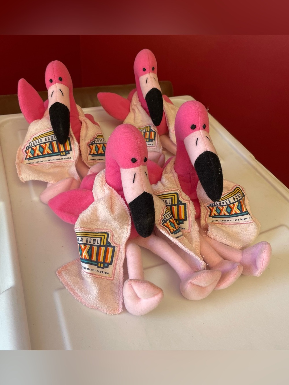 Crazylegs The Flamingo Superbowl XXXIII Coolbeans Plush Toy 1999 - 4 Plush Toys